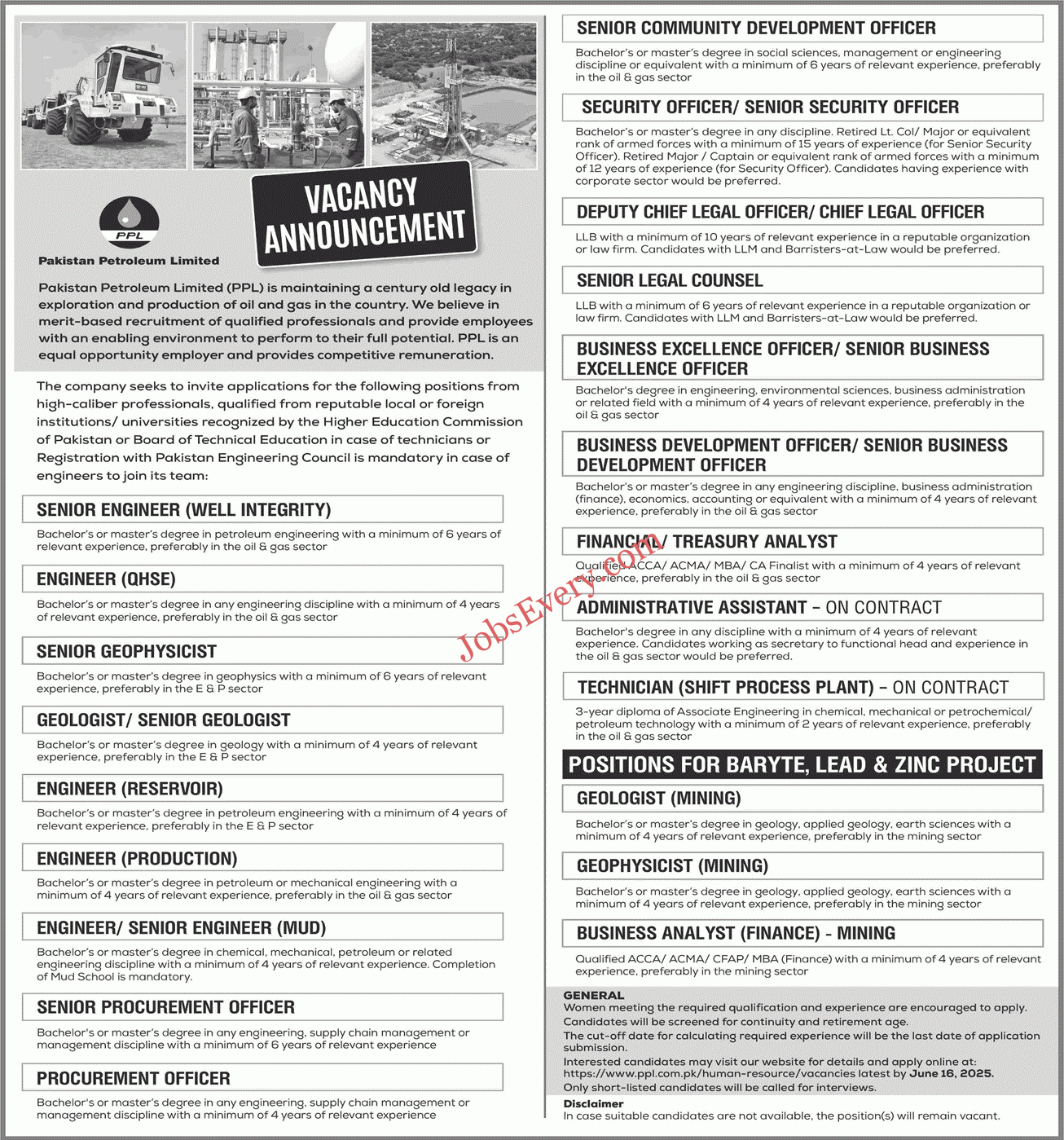 Pakistan Petroleum Limited Jobs 2025 
